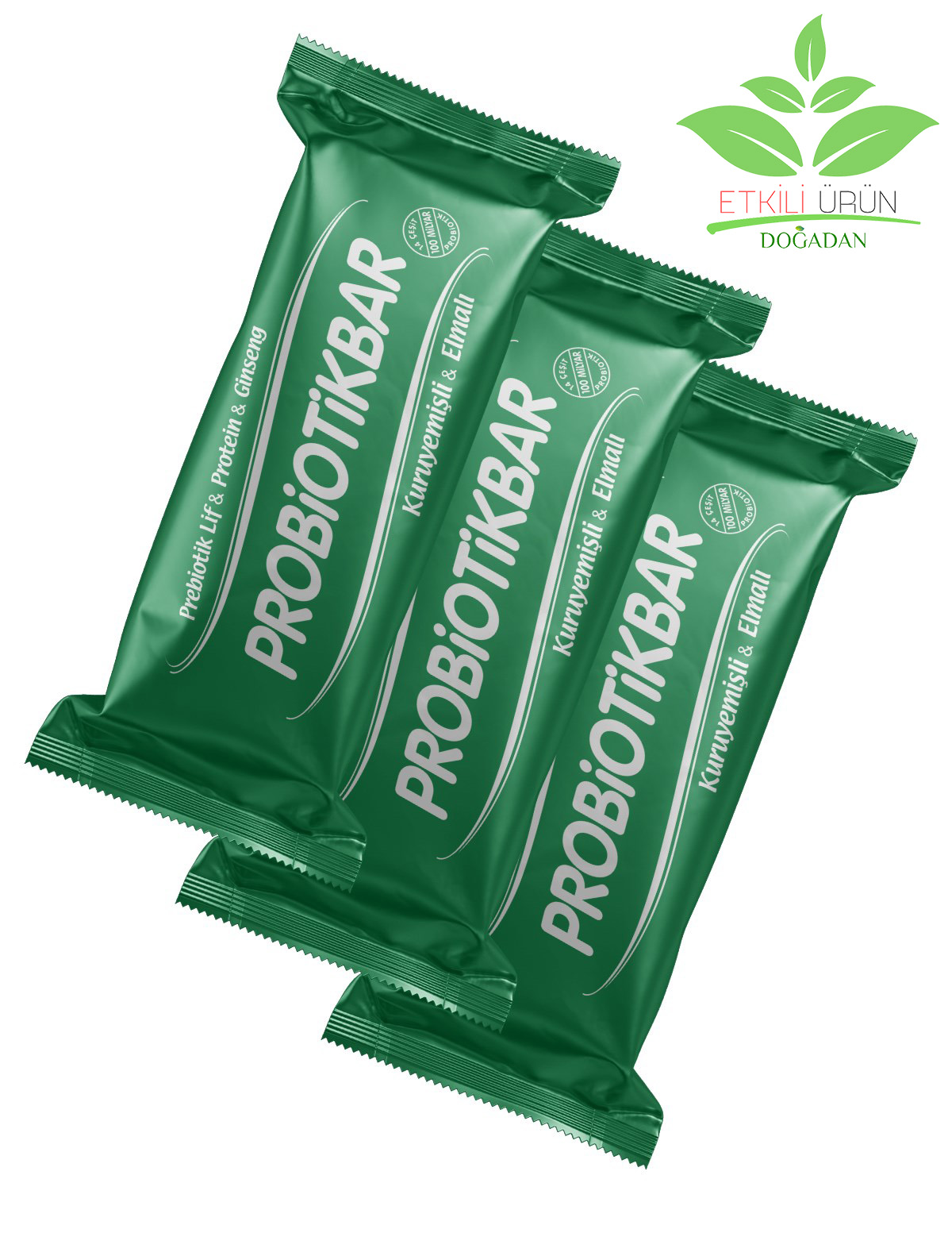 Prebiotik Lif, Protein, Ginseng Probiotik Kuruyemişli Elma Bar 3 Adet